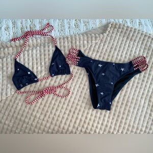 WOMENS RED, WHITE & BLUE 2 PIECE BATHING SUIT